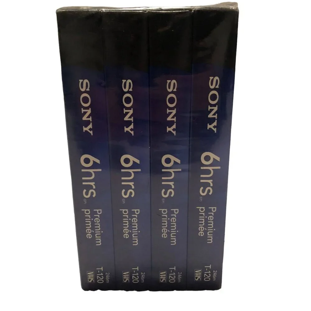 New Sony VHS Cassette Tapes Sealed Set of 4 Premium 6hrs T120 VR 246M